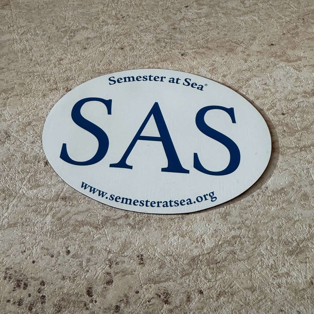 Semester At Sea SAS White and Blue Magnet